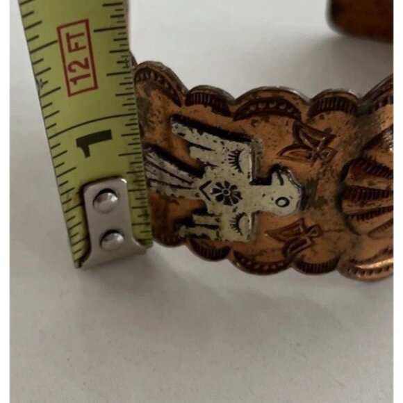 Vintage Native American Navajo Copper Thunderbird eagle Cuff Bracelet Sz 6.5” - Picture 6 of 16